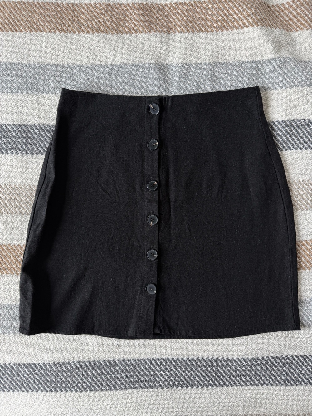 Cotton On Black Button-Front Mini Skirt